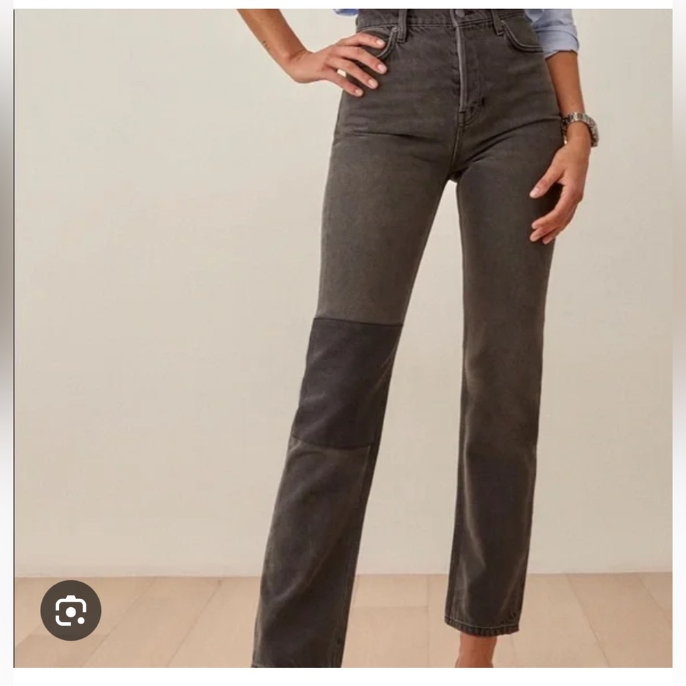 Reformation Cynthia Patch high rise straight jeans
